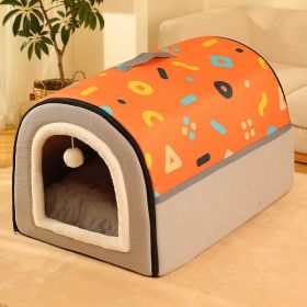 Warm Enclosed Removable And Washable Corgi And Shiba Inu House (Option: Orange-L)